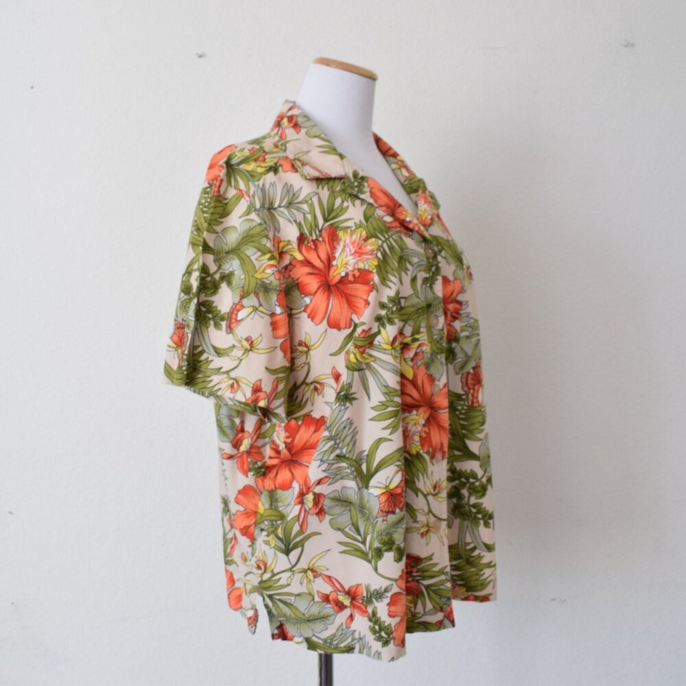 Plus Size‎ Vintage Floral 90s Button Down Cotton/Rayon Shirt size 2X - Picture 4 of 10